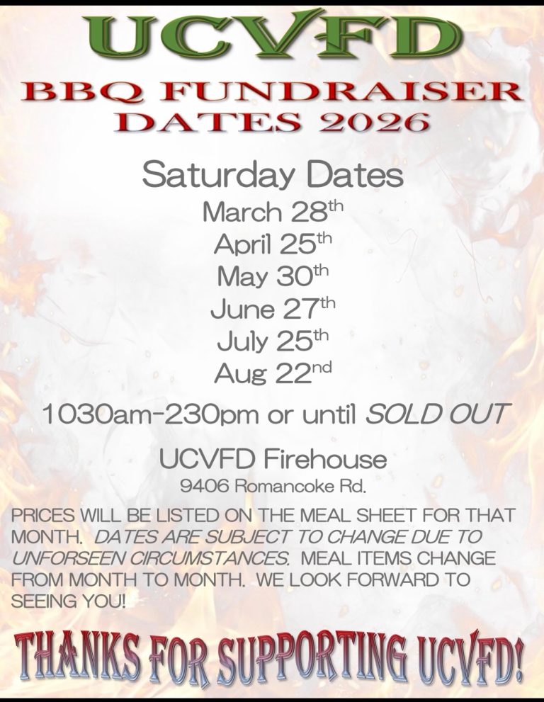 1st UCVFD BBQ of 2026 is March 28th!