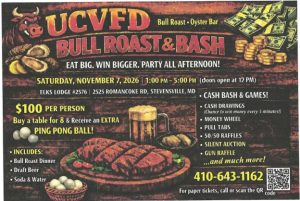 Bull Roast & Cash Bash on Saturday, 11/7 at the Elks